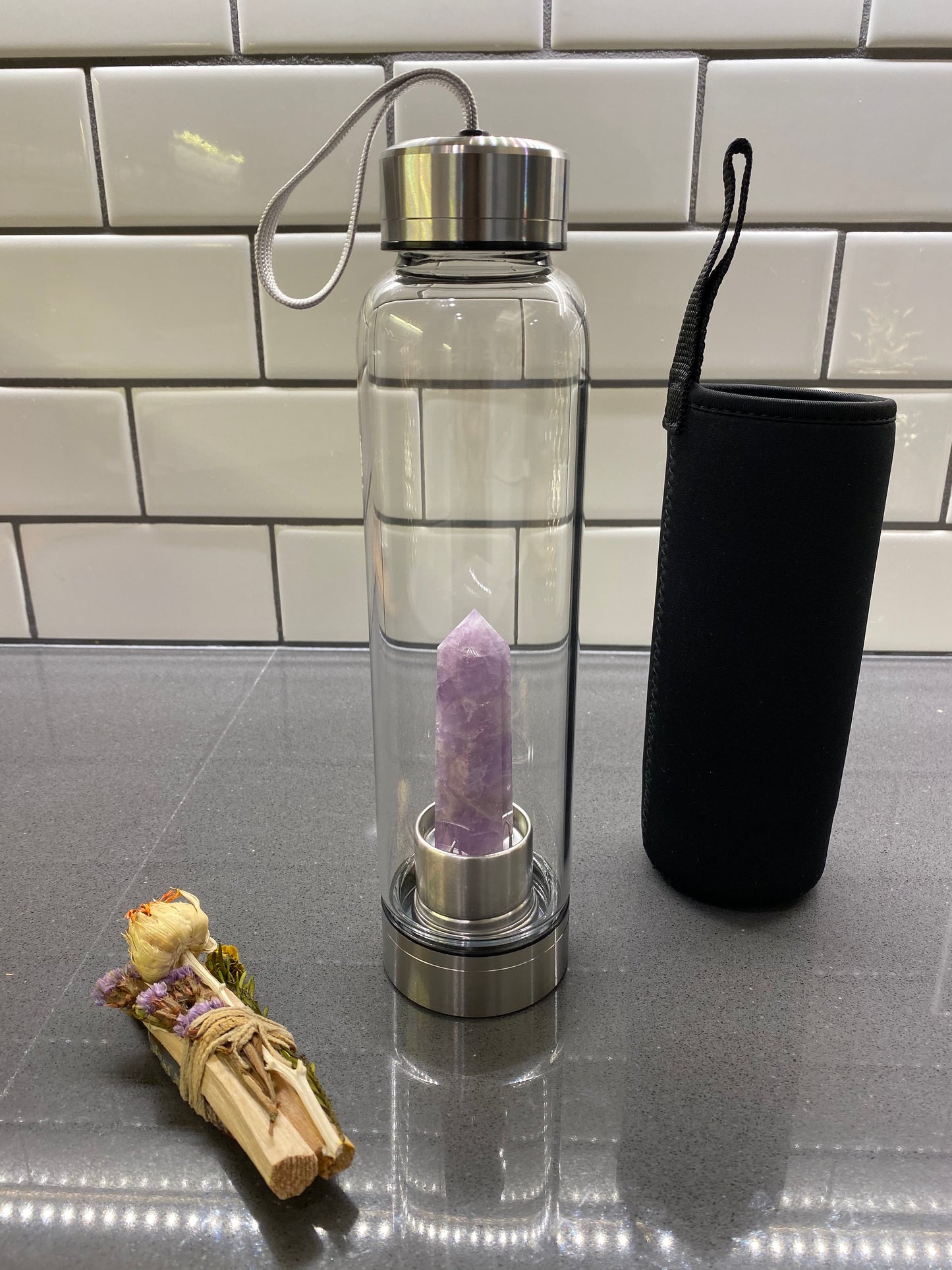 Amethyst Crystal Water Bottle