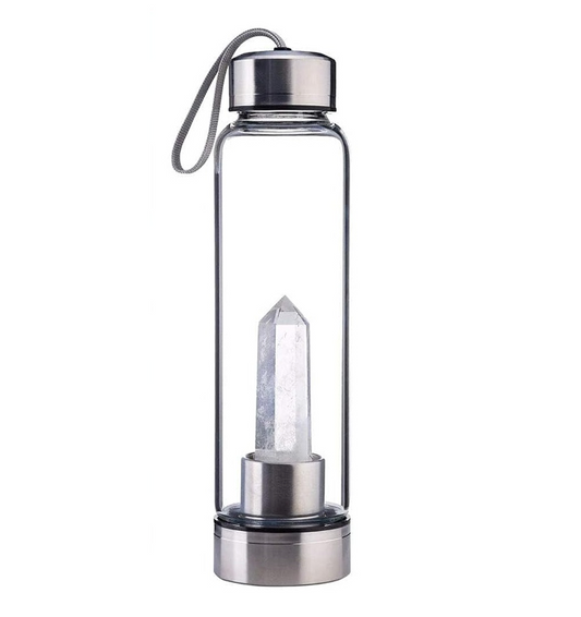 Clear Quartz Crystal Water Bottle