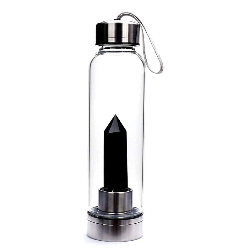 Black Obsidian Crystal Water Bottle