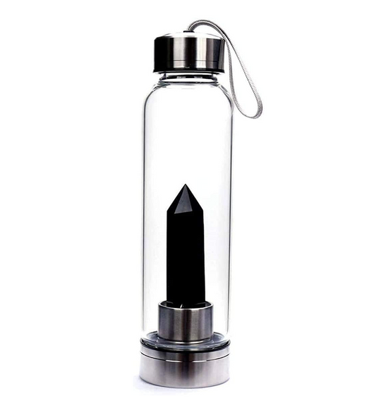 Black Obsidian Crystal Water Bottle