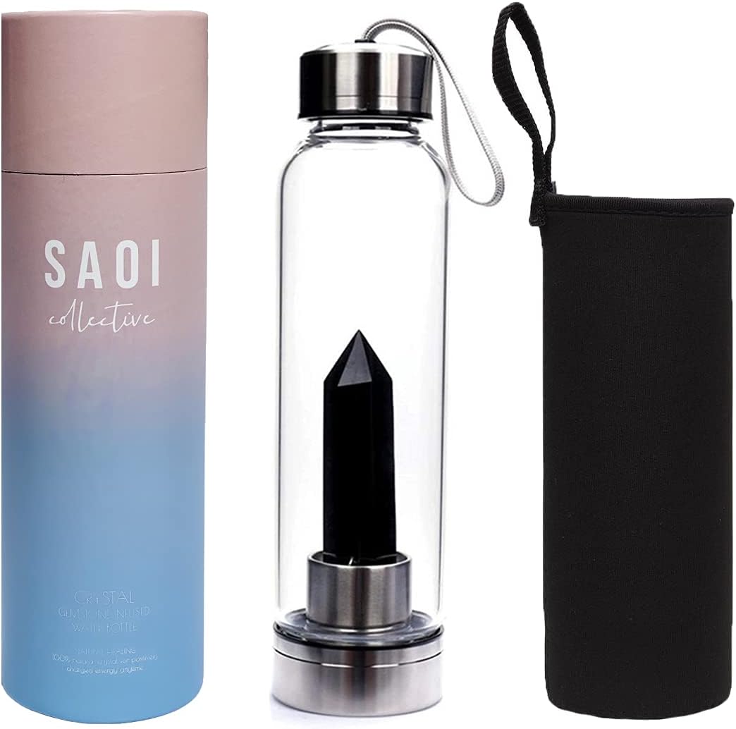 Black Obsidian Crystal Water Bottle