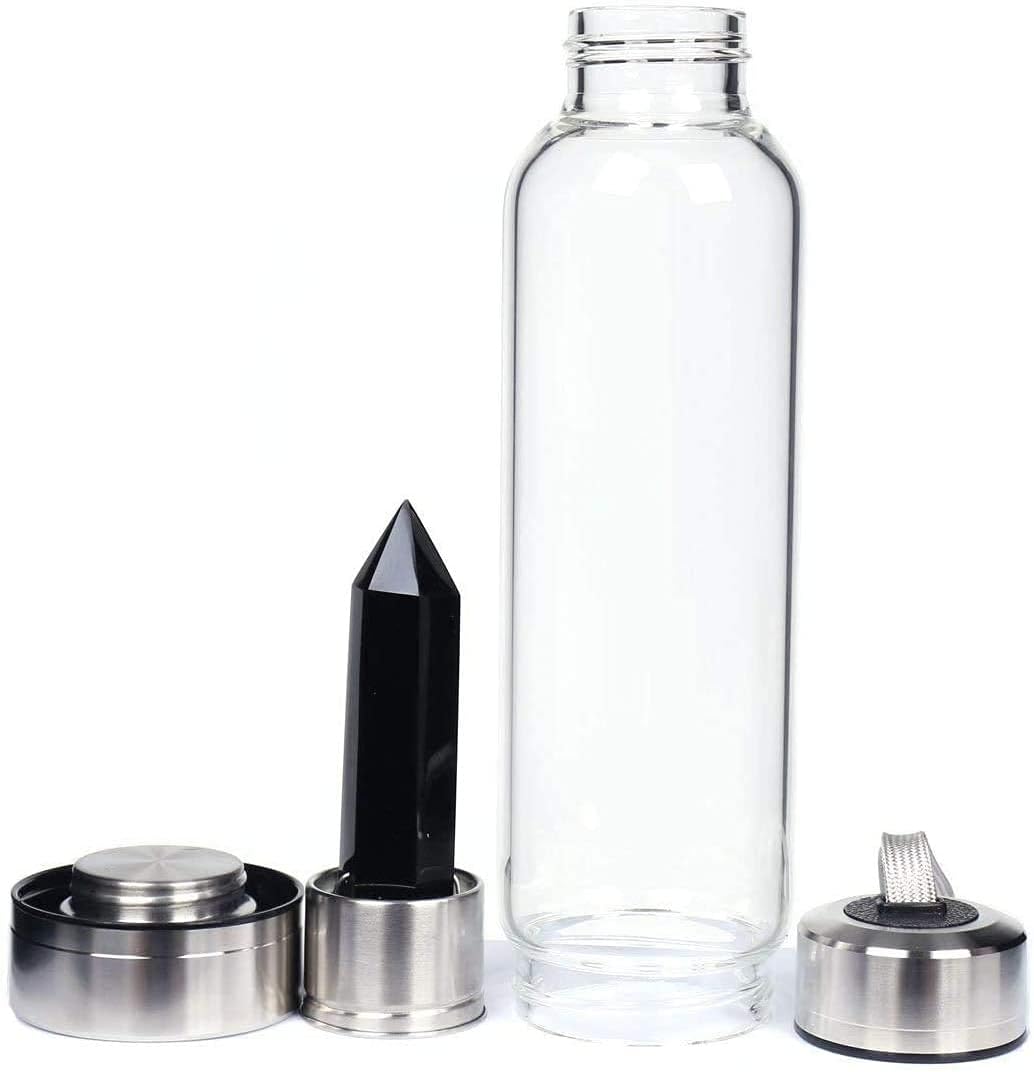 Black Obsidian Crystal Water Bottle