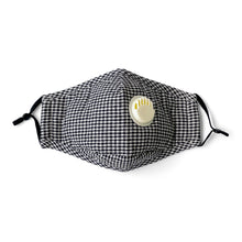 Reusable Cloth Face Mask with Valve + 2 Filters - Black and White Houndstooth - Washable