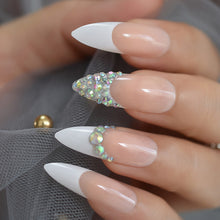 Press On Nails - French Tip Accent Long Stiletto Almond False Stick On Manicure