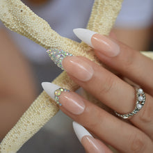 Press On Nails - French Tip Accent Long Stiletto Almond False Stick On Manicure