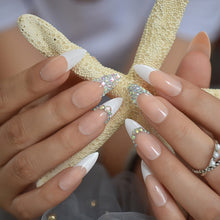 Press On Nails - French Tip Accent Long Stiletto Almond False Stick On Manicure