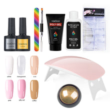 PolyGel Nail Starter Kit Extension Builder 14pc 6 colors - UV Lamp Slip Solution
